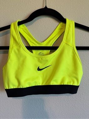 Nike Neon Yellow & Black Racerback Sports Bra